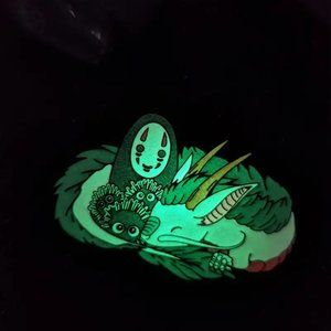 NEW large glowing dragon no face enamel pin, ghibli spirited away